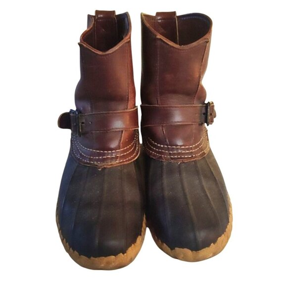 L.L. Bean Women's 8 Maine Hunting Shoe Brown/Black Leather Rubber Duck Boots - Picture 3 of 13